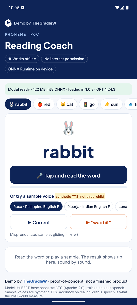 App home: word card and record button